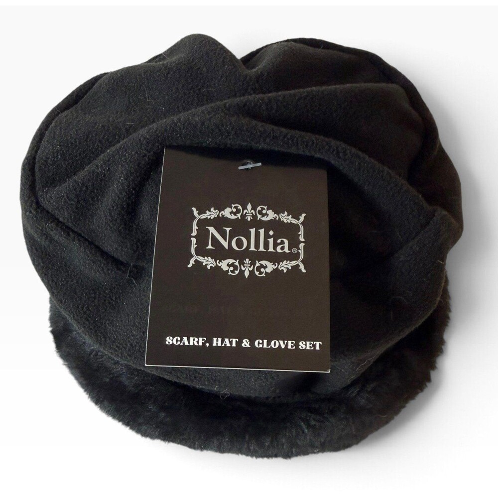 Nollia Women’s Black Beanie Hat with faux fur rim w tags
